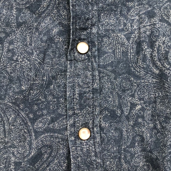 Dark Blue Paisley Button Down - Picture 3 of 4